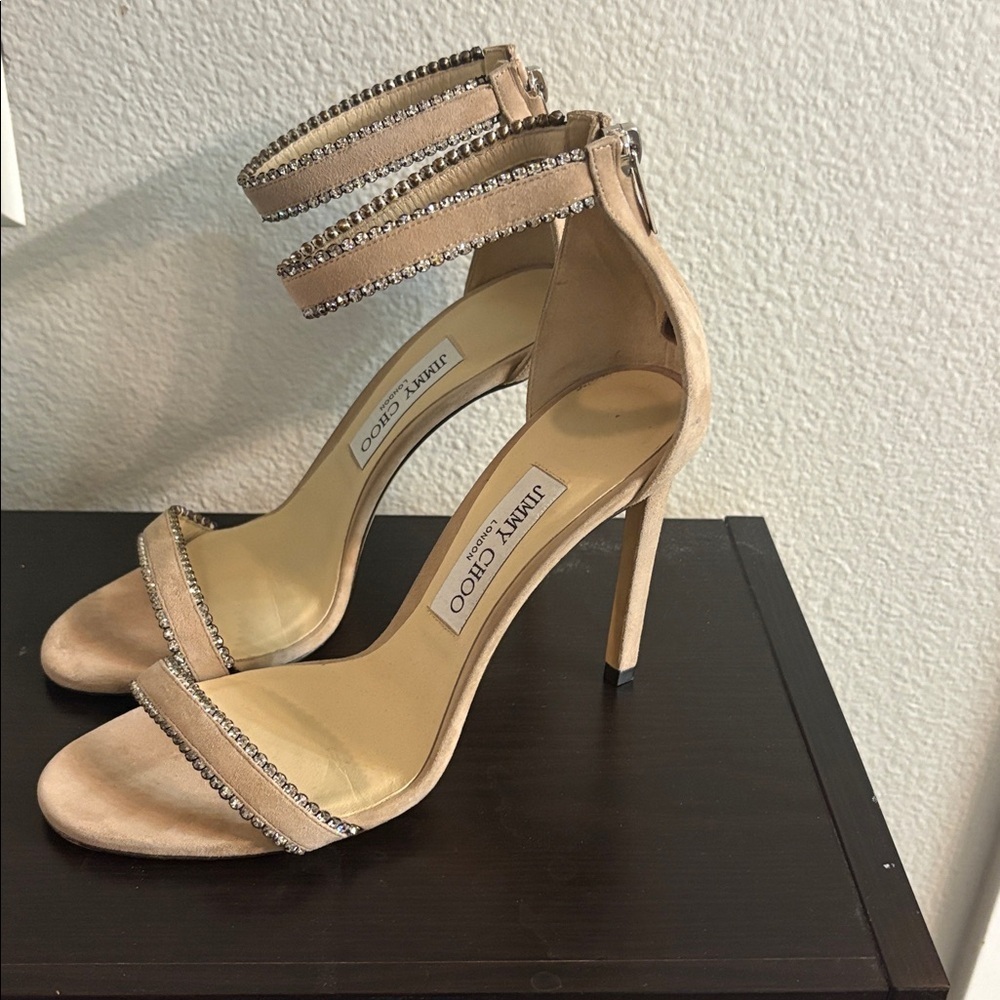 Jimmy Choo Nude Crystal-Embellished Heels - Picture 2 of 4